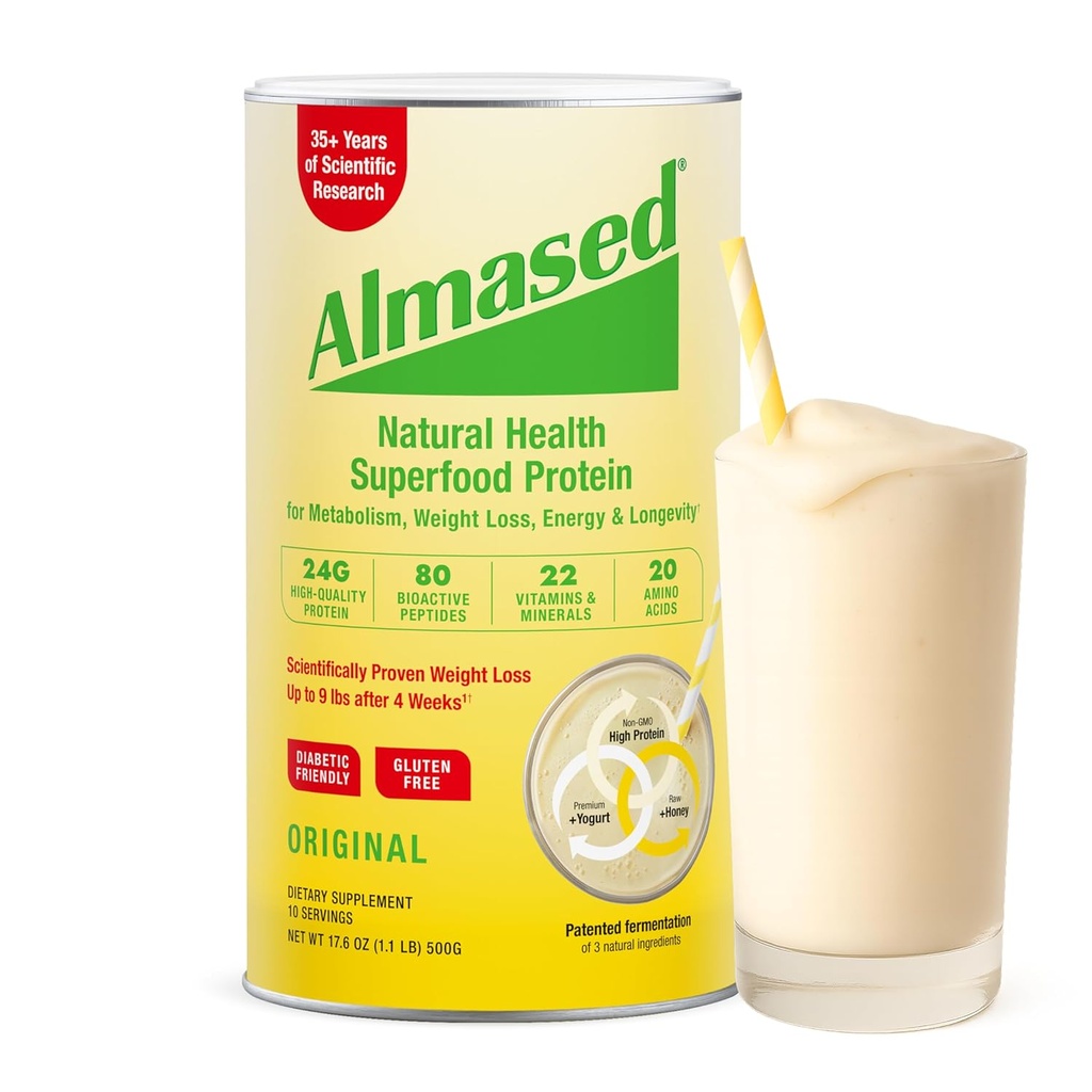 Almased Meal Modern Shake - 低甘油高原植物基蛋白粉 - 营养重量健康支持补充剂 - 原始Flavor - 17.6 oz