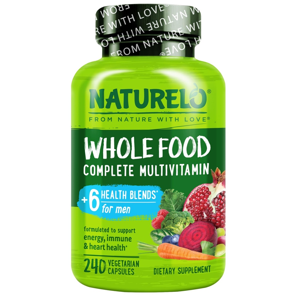 NATURELO MENS 多维塔明 -- -- 男子每日一次多维塔明,有维生素、矿物和有机全食、促进能源与健康、非GMO、240种蔬菜