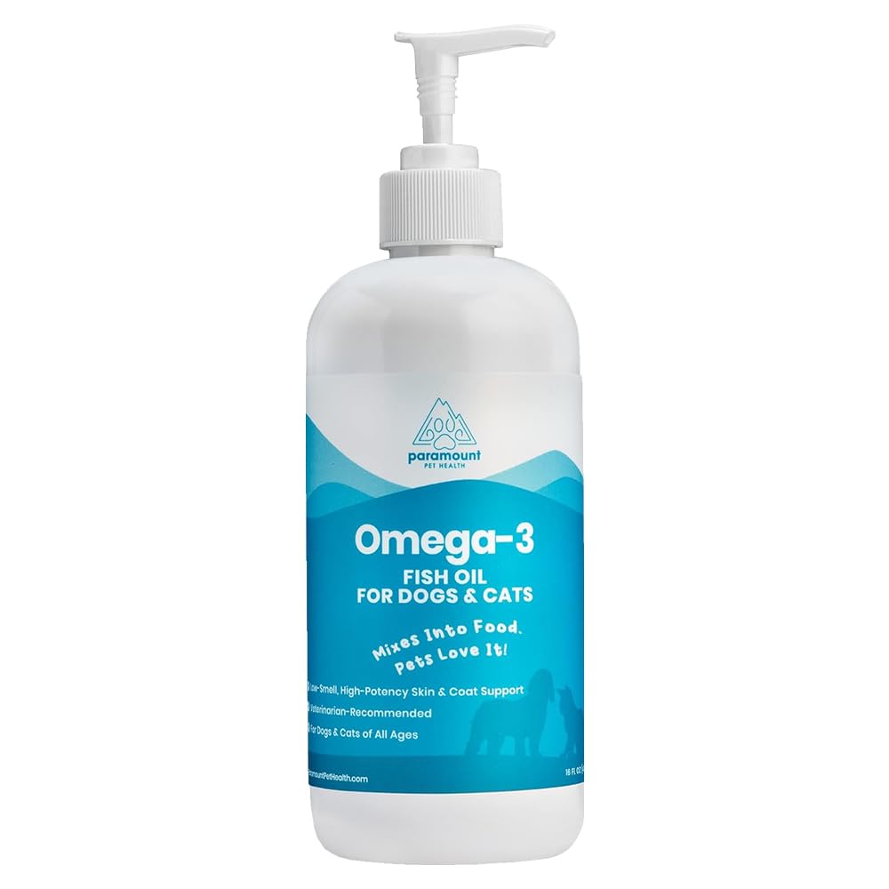 野生Omega 3 鱼油换狗和猫,液态EPA DHA 补充皮革,大衣,关节和心脏,低奥多尔Omega 3 降水换小狗饲养和猫 带痒皮,16 oz