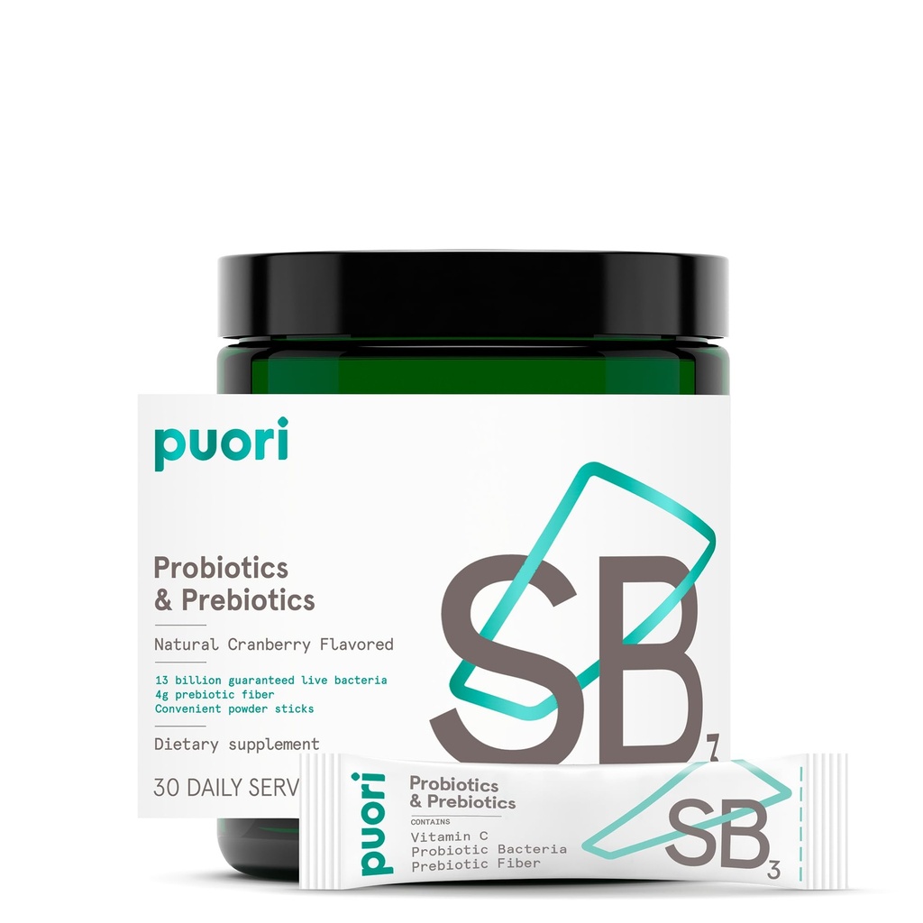 Puori Probiotics and Prebiotics 饮食补充 -- -- 13亿CFU x 30种服务 -- -- 支持免疫和消化健康 -- -- 4g,维生素C 200mg -- -- SB3 Bifidobacterium,乳房肥料
