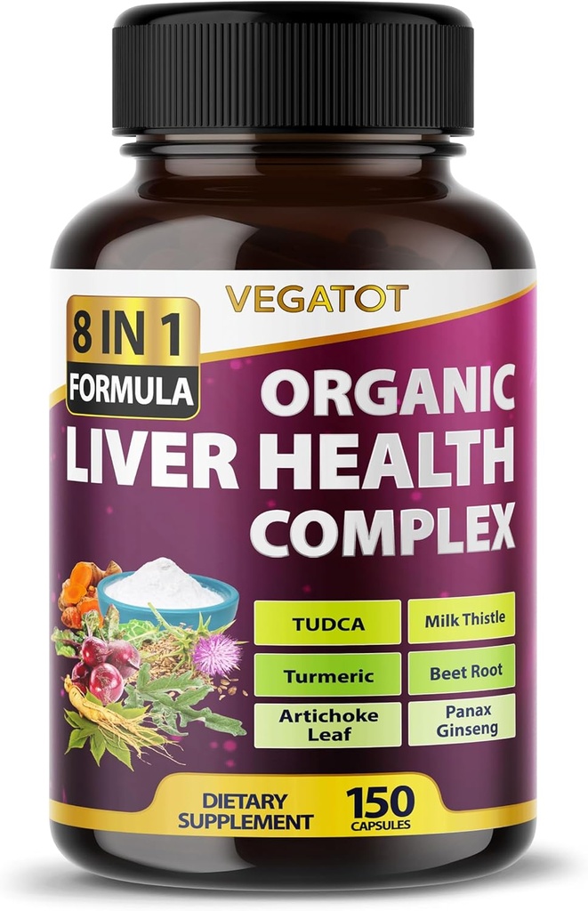 VEGATOT 肝脏综合保健公式**美国制造和试验** TUDCA、Milk Thetle、Bet Root、Artichoke Leaf、Panax Ginseng、Astragalus、Tumeri-清洁和排毒公式的高潜力