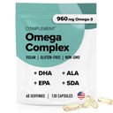 补充Vegan Omega 3 补充-960mg Omega-3 脂肪酸,DHA,EPA,SDA,ALA 补充-免疫支持-60 服务,120 液体卡普尔