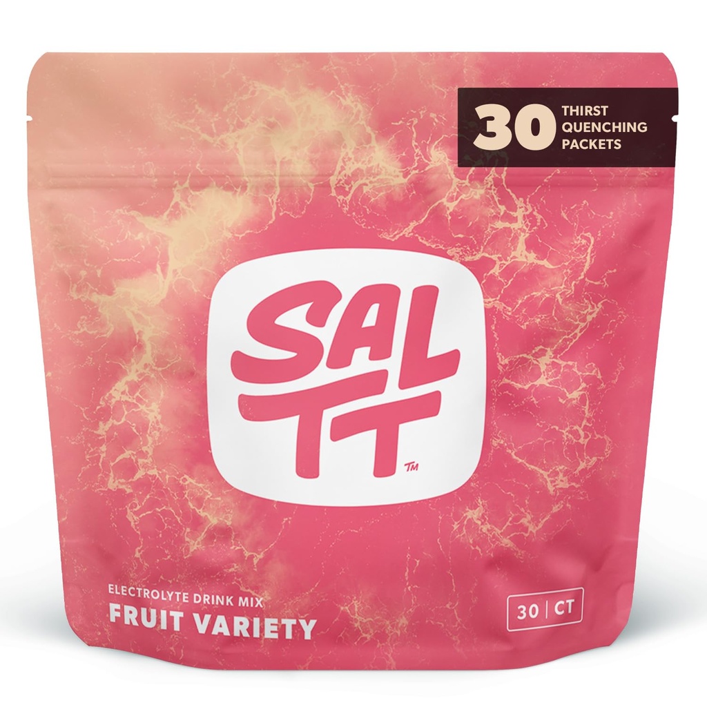 SALTT 电解石粉包,水果品种包(30个包) - 镁,钾,钠,痕量矿物 - Vegan,无糖,无胶 - 旅行必需品 - 在美国制造