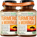 Moringa + Turmeric Curcumin 联合健康,Gut健康,能源和免疫支持补充剂 - 总健康公式 - Tummeric Curcumin with Black Pepper & Moringa Pure Capsules - 60 Counter - 2 pack