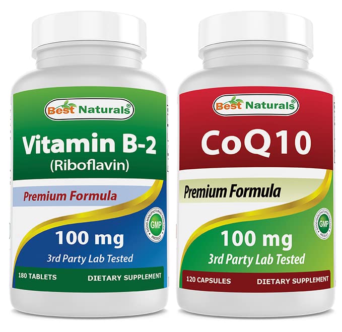最佳天然维生素B2(Riboflavin)100毫克和COQ10 100毫克
