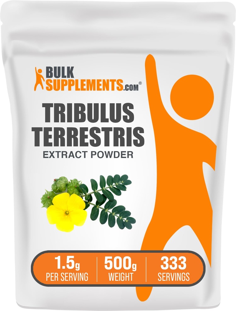 Bulk Assupports.com Tribulus Terrestris 提取粉末 - Tribulus Terrestris 补编,草药补编 - Gluten Free, 每架服务1.5g, 500g (1.1磅)(一包)