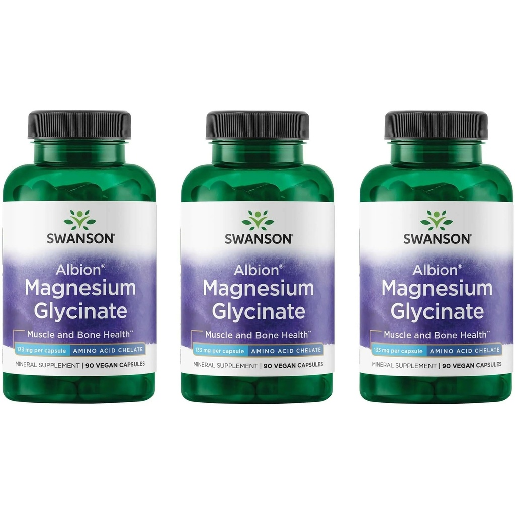 Swanson Chelated Magnesium 133 毫克 90 Capsules(3包)