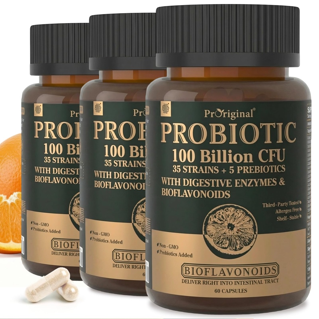 男女有机抗生素,100亿CFU 消化剂,Gut & Immune Health -- -- 与Prebiotics, Bioflavoids & Dignive Enzyme, 35 Strains Raw Probiotic 补充,180 Caps