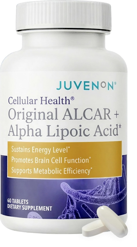 Juvenon Cellular Health QQ 心,脑辅以乙酰L-Carnitine和Biotin - 支持NAD+函数,能源生产,Mood,复兴代谢,精神焦点和清晰度(60片)