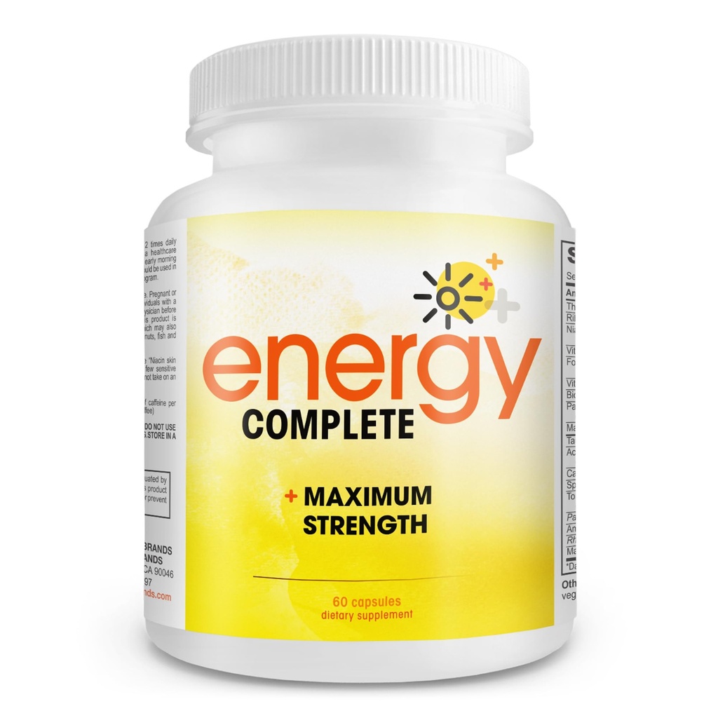 能源完成 - 18-in-1 Vegan 能源和焦点补充 - Vegan Cafeine Pills (60 Daily Capsules)