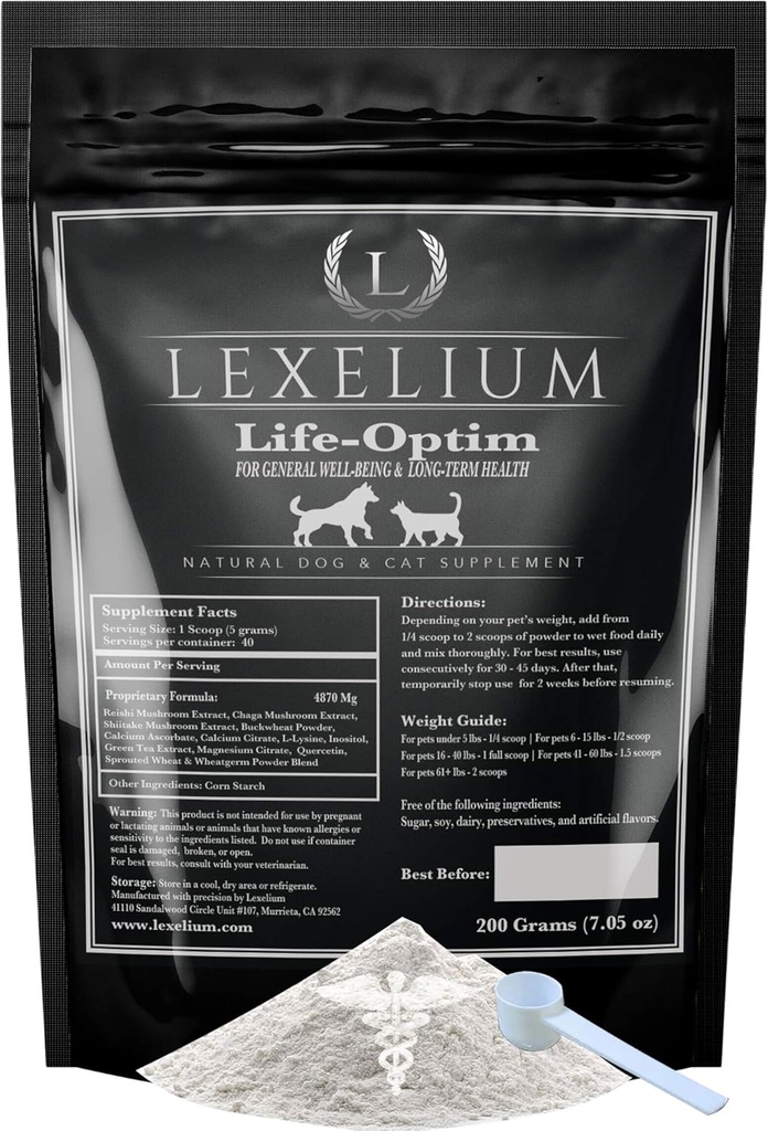 生活-Optim终端疾病支持 狗和猫的混合 100% 自然补充 | 设计 延长和提高生活质量 | 200 格拉姆粉袋