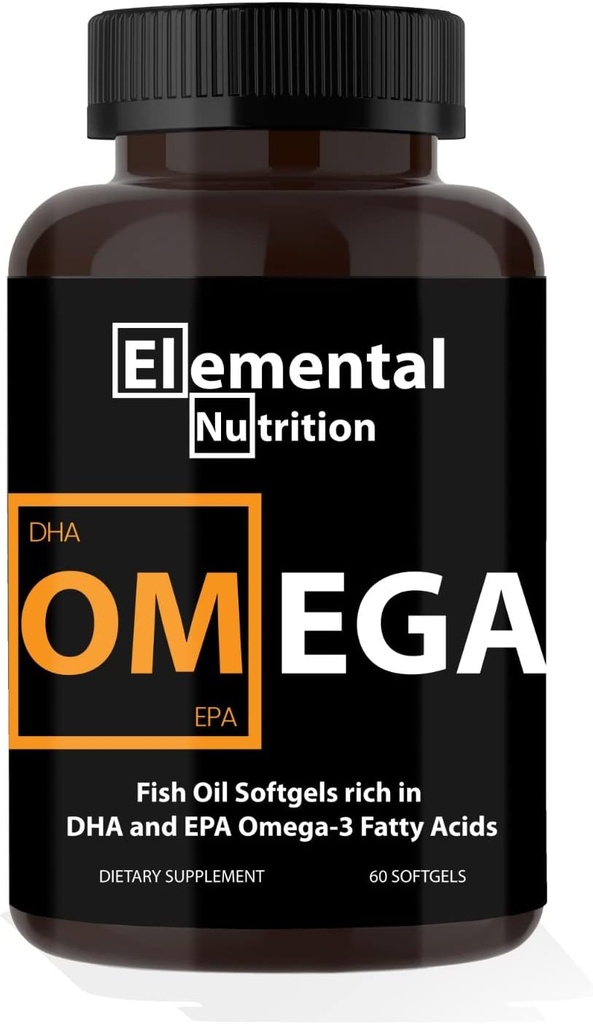 鱼油Omega-3 – 60 Softgels 价值瓶 Eicosapentaenoic (EPA) & Docohexaenoic Acid (DHA) in a Black Grip Jar (DHA)