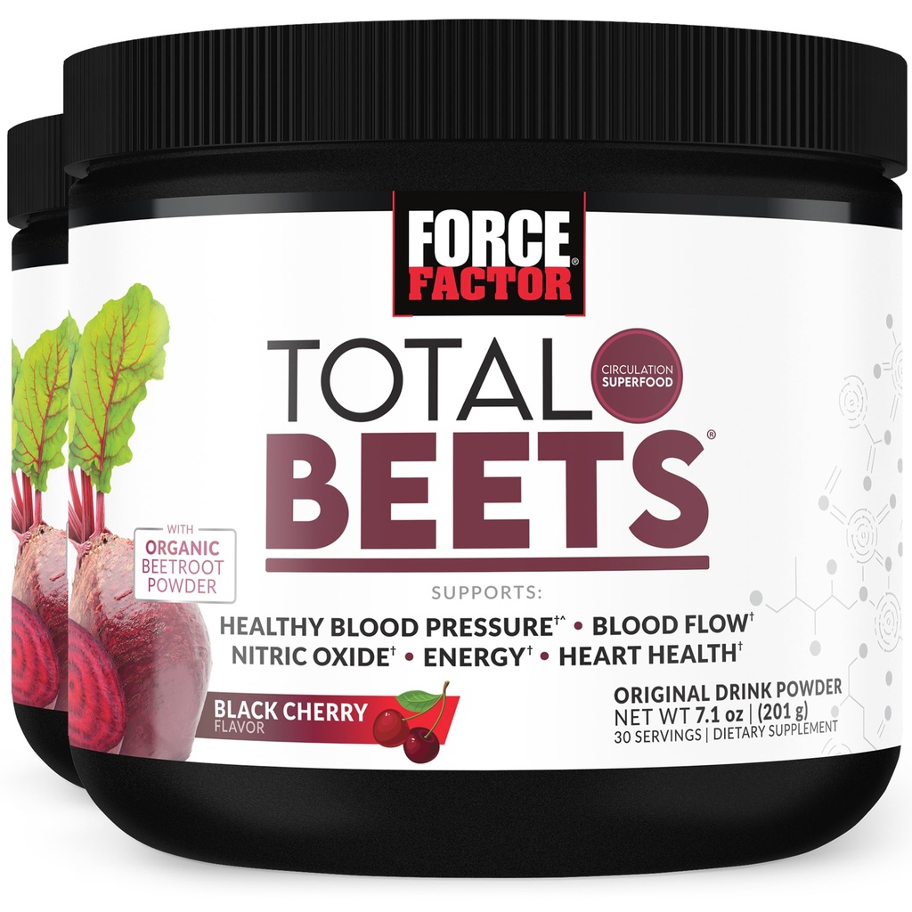 FORCE FACTOR 总 Beets 超级食品 甜菜根粉2-Pack,硝酸盐支持流通,血液流动,硝酸盐,能源,耐力,Stamina,心血管心脏健康补充,60种服务