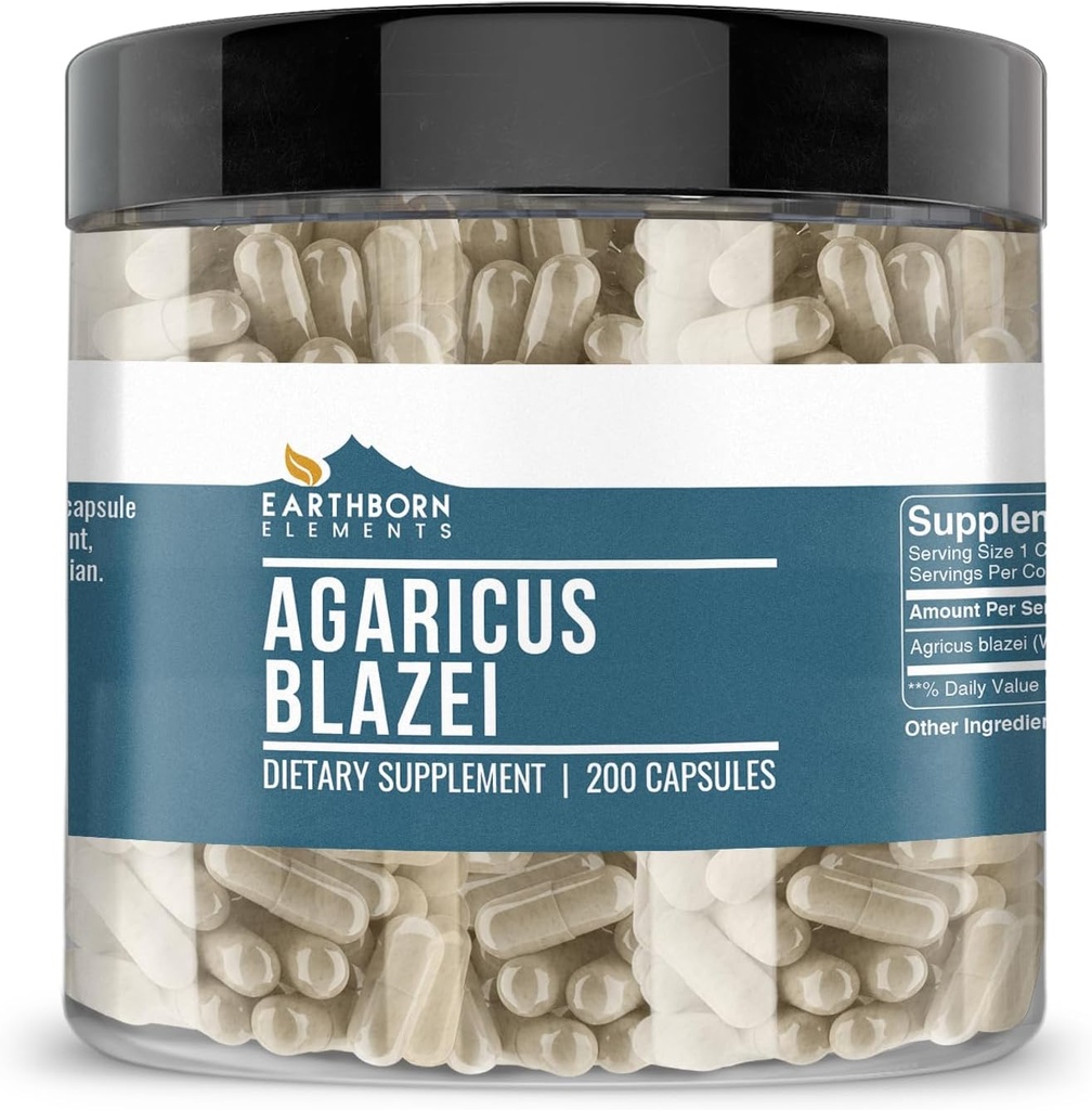 土生土长元素 Agaricus Blazei 200 Capsules, 纯和未稀释, 无添加剂