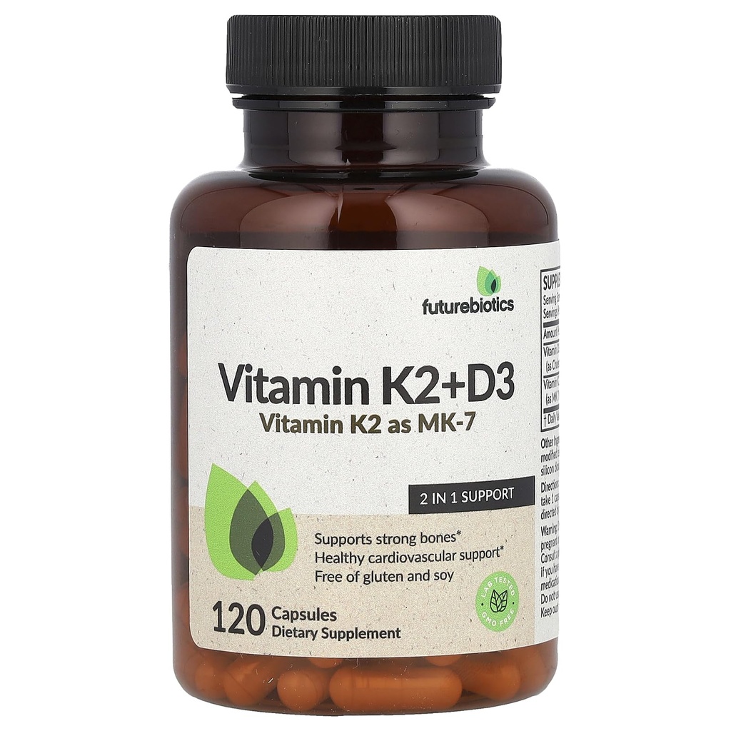 未来生物素 维生素K2 + D3,120卡普尔
