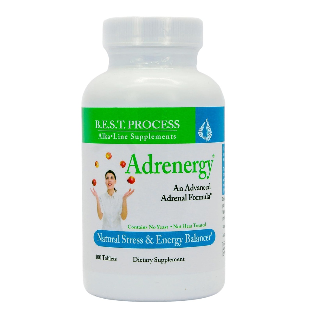 Adrency Best process Alkaline——与Adrenal Gland提取物,适配物,维生素和矿物的天然肾上腺支持
