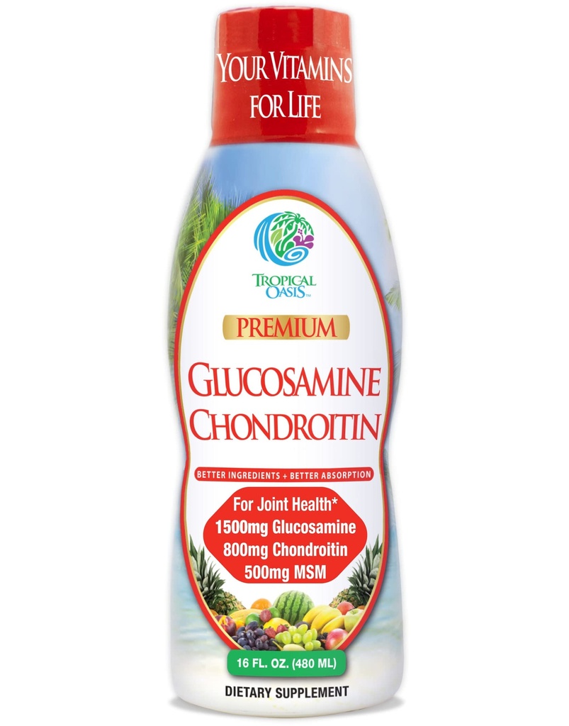 热带绿洲 -- -- 液体Glucosamine Chondroitin和MSM -- -- 液体联合支持公式 1500mg Glucosamine, 800mg Chondroitin, & 500mg MSM - 16 Fl Oz