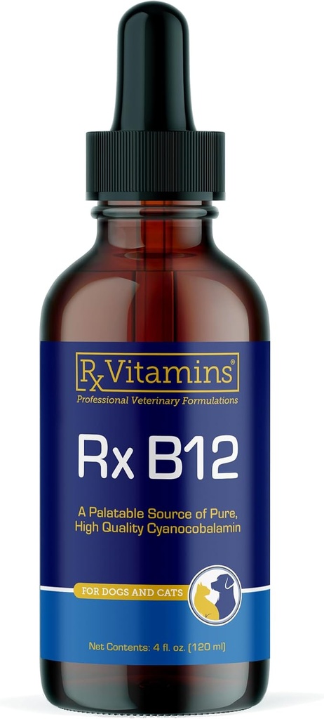 RX 狗和猫的维生素B12 - 狗消化支持改进的代谢过程 - 纯B12 猫支持神经系统 - 你狗维生素和猫用品的理想 - 4oz