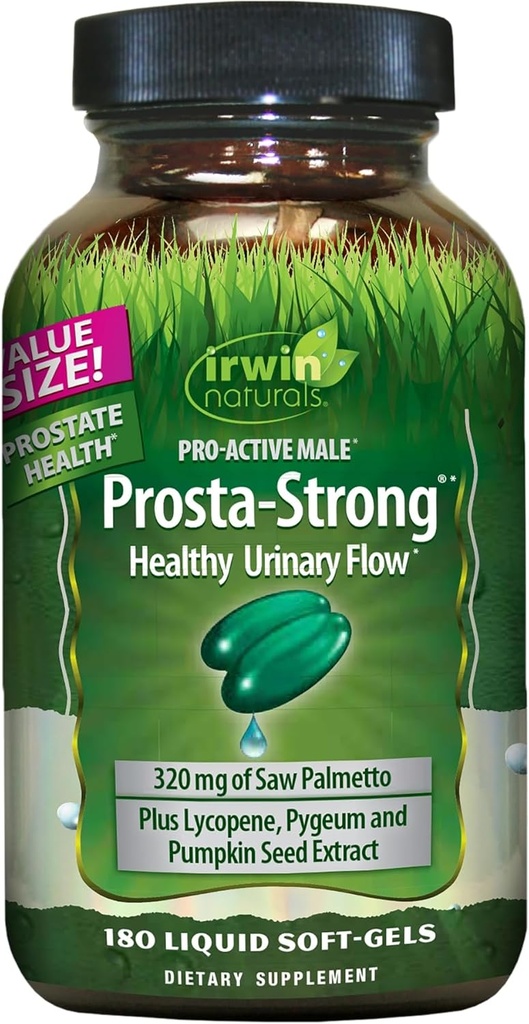 Irwin Naturals Prosta-Strong - 180 Softgels - 与Saw Palmetto, Lycopene & 南瓜种子 前列腺健康支持 - 支持尿液流