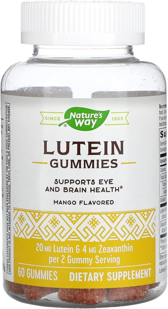 自然之路Lutein Gummys与Zeaxanthin,《眼健康和脑功能补编》*,芒果火焰,60个伯爵