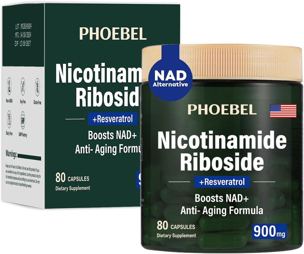 新的NAD + 补充 - Reveratrol, Liposomal Nicotinnamide Riboside, Quercetin - 高纯度NAD 能源补充, Focus - 80 count 900mg