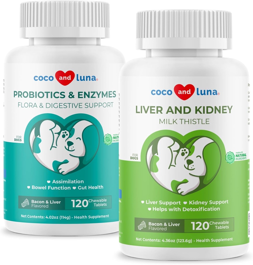 Milk Thetle & Probiotics for Dogs - 肝脏支持,Bowel函数,消化支持气体,腹泻,坏狗呼吸和便秘