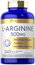 Carlyle L-Arginine 500 mg Capsules | 240 counter | 氮氧化物前体 | 自由形态 氨基酸 | 非GMO和Gluten 免费补充