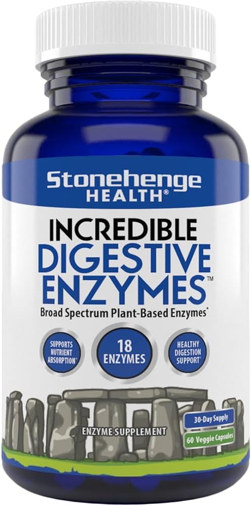 巨石柱体健康 不可思议的消化酶 - 18种植物酶 - Lipase, Laactase, Protase, Amylase, Bromelain for Gas, Bloating, Fatigue (1)