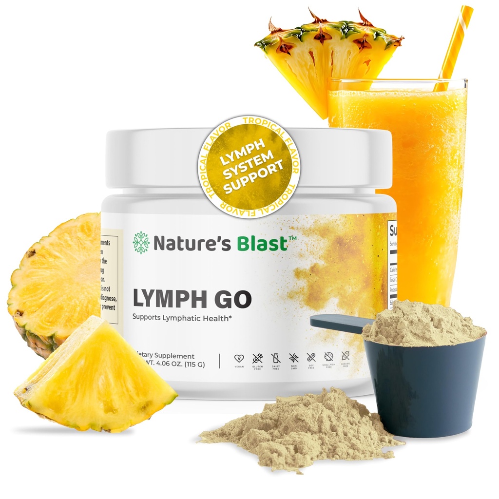 Lymph Go - 女性和男性的Lymphatic排水补充剂 - Lymph系统支持 - 与Bromelain, Echinacea, Burdock Root, Dandelion, Rutin, Kelp & More - 4.06 Oz - 30 services - 热带火焰