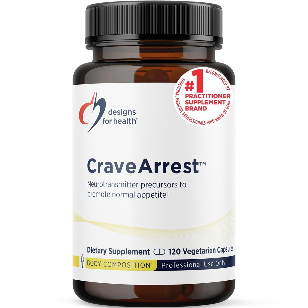 健康CraveArrest-L-Tyrosine抗蚀辅助剂设计,配有5-HTP,B6,Rhodiola,B12-Serotonin + 多巴胺辅助剂设计(120 Capsules)