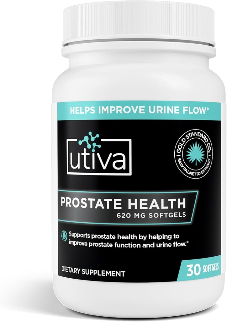 Utiva 前列腺健康 -- -- 健康功能和尿液流的自然公式 -- -- 男子前列腺补充剂 -- -- Beta-Sitostrool和Saw Palmetto男子 -- -- 30种软胶