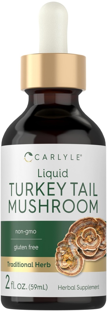 Carlyle Turkey Tail Mushroom 提取液态叮当 → 2 FL Oz → 蔬菜滴放 → Non-GMO, Gluten Free Supplement
