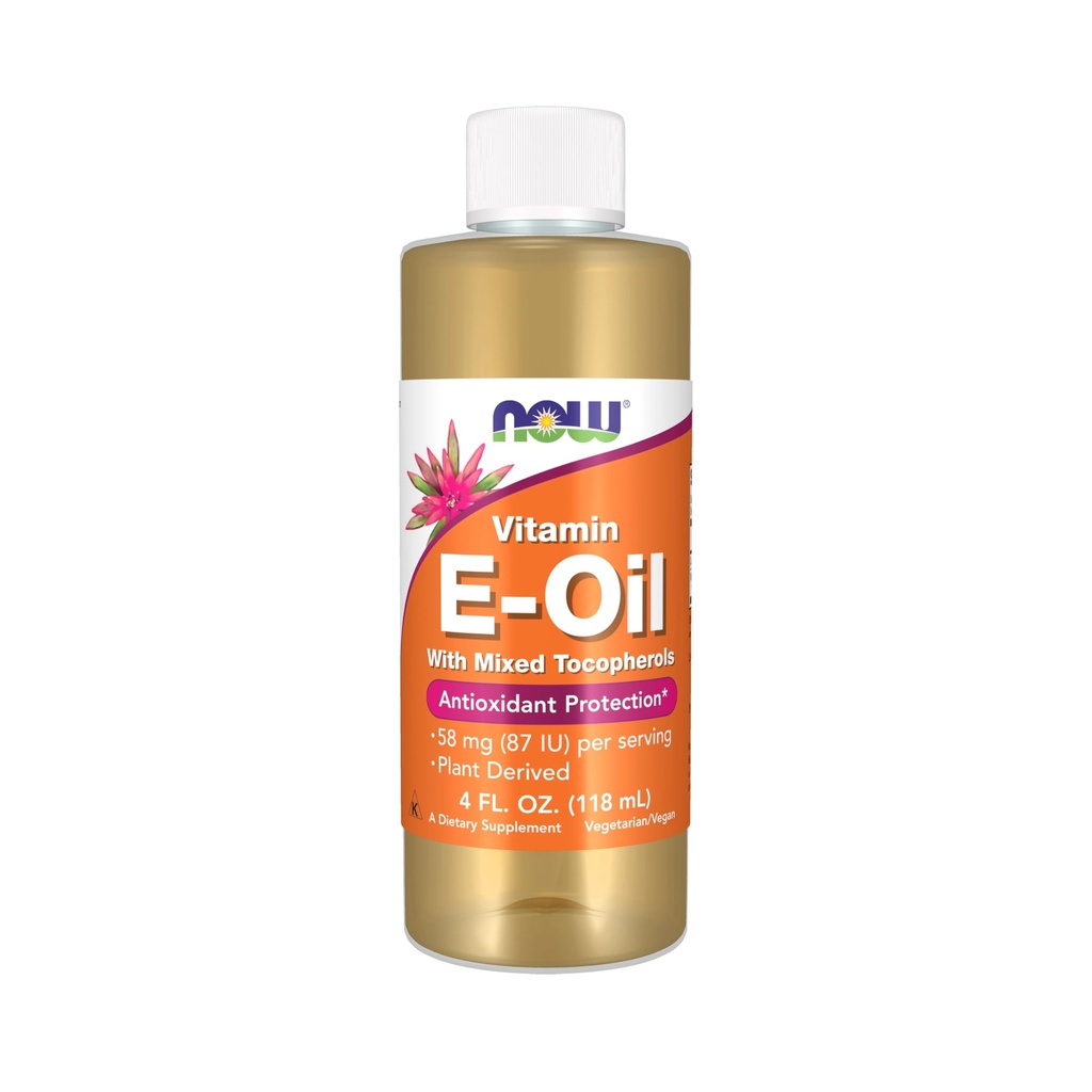 Now 食品补充剂 天然维生素E-Oil(D-Alpha Tocopherol) 外加混合托Copherol,抗氧化剂保护*,4-Ounce