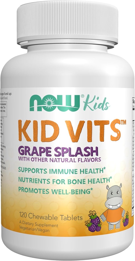 Now Kids Supplements, Kid Vits multivitamin, Grape Flavor, 120 可切片