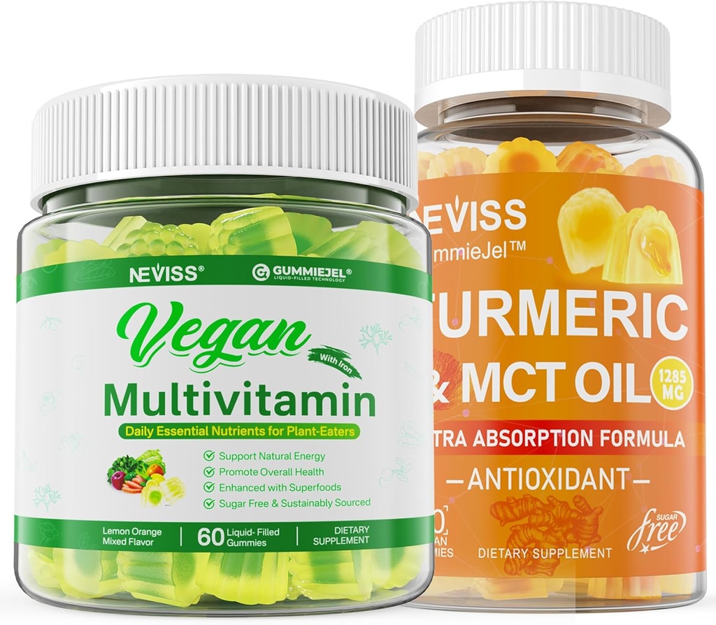 有机涡轮胶 1000mg 与 Vegan 多维塔明 女性男性
