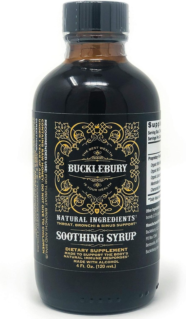 BUKLEBURY 舒舒草糖浆 - 上呼吸器支持,原药草药草药全部在Sinus,Bronchi,喉咙和呼吸器支持的单一补充中 - 4oz