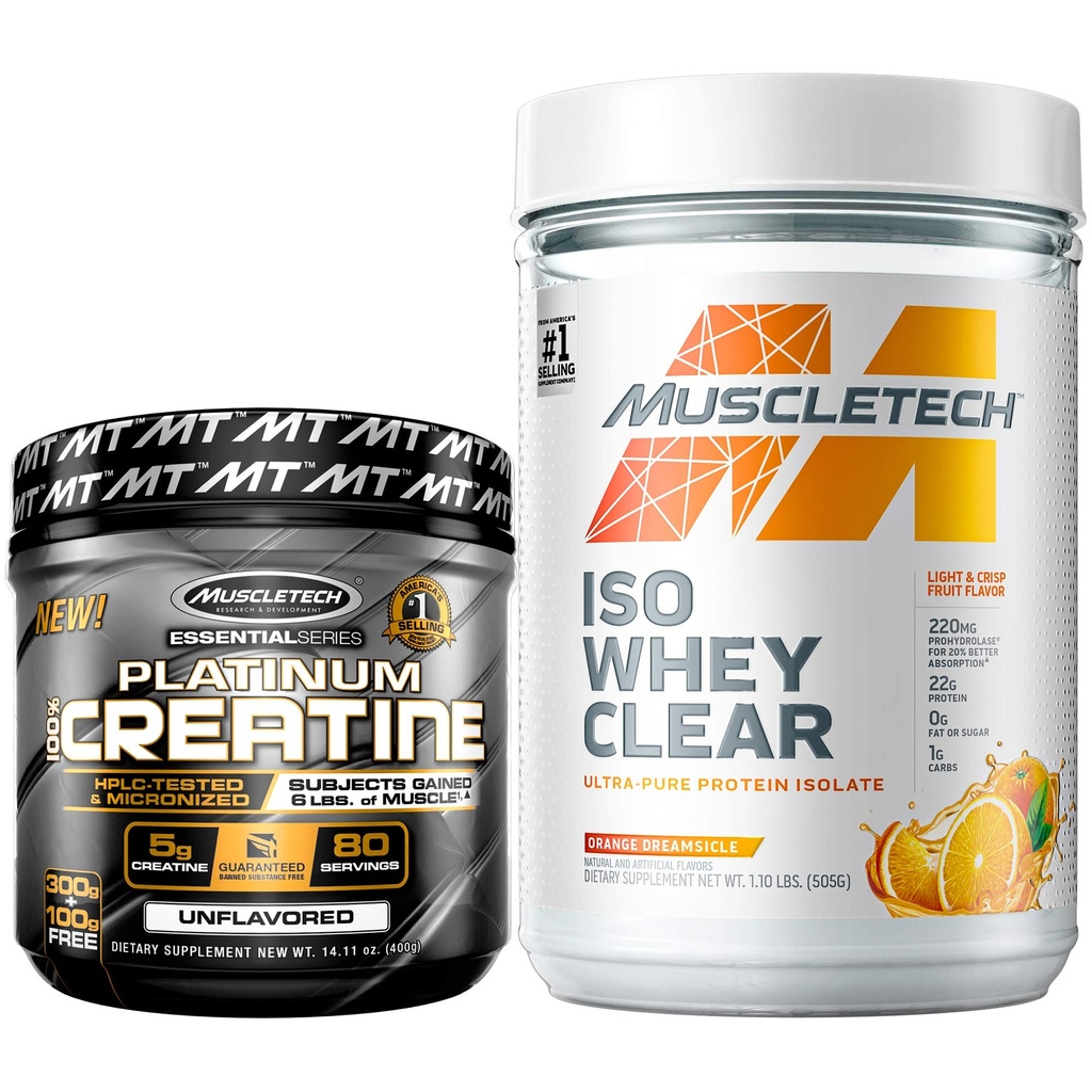 肌肉Tech Creatine + Whey蛋白质隔热产物 包子 白金酸Iso Whey Clear,橙色