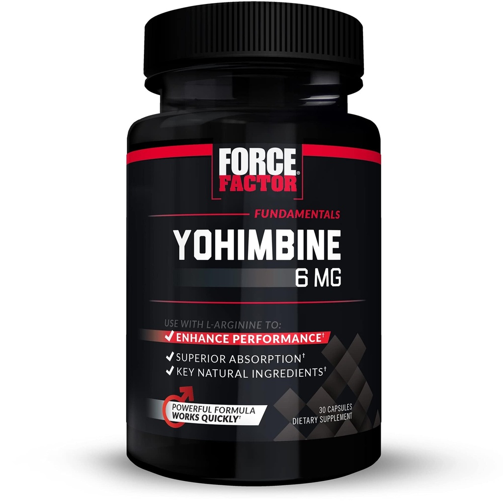强制因子 Yohimbine 男子补充剂, Yohimbe Bark 高级吸收以提高性能的提取剂, 6mg Yohimbine Bark 药剂, 关键自然成份, 工作快, 30 Capsules