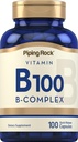 管道摇滚维生素B-100 复合体 | 100 Capsules | 维生素B12,B1,B2,B6 | Non-GMO,Gluten Free Supplement