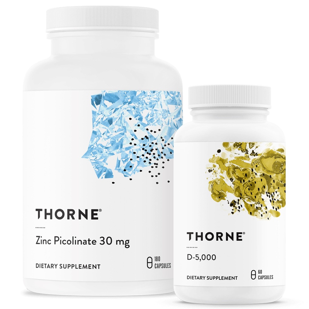 THORNE - 健康基本条件 - 锌和维生素 D3 用于免疫和骨骼支持的Combo - 60至180