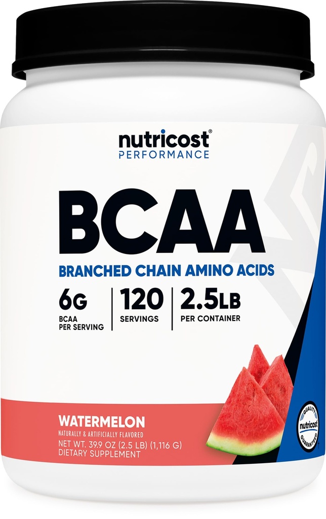 营养成本 BCAA 粉末 2:1:1 (Watermeron, 120 services) - Gluten Free, 非GMO, 蔬菜