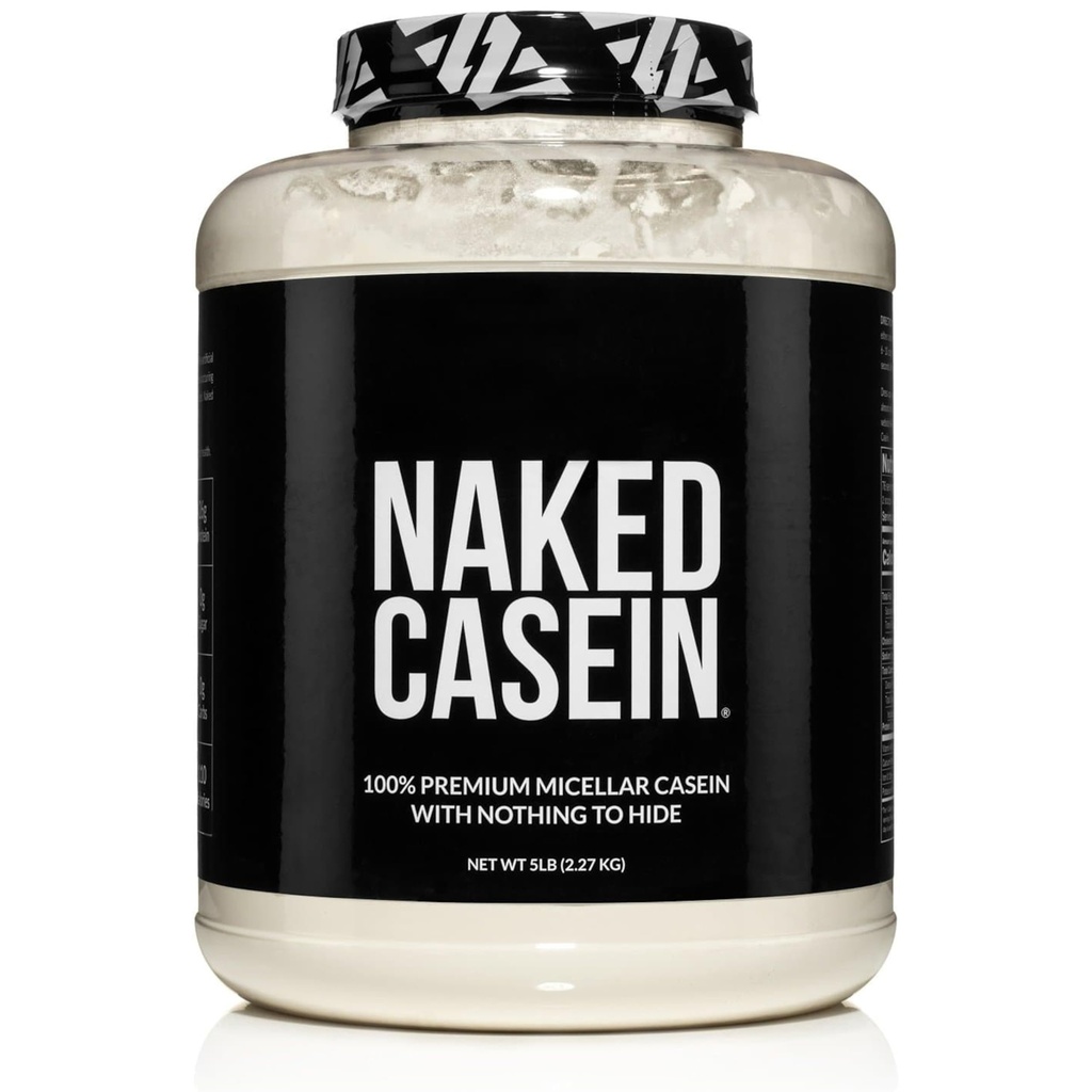 NAKED Casein - 5Lb Micellar Casein 蛋白粉 - 散装,零碳,无转基因O,无胶质,无豆质,无防腐剂 - 刺激肌肉生长 - 加强恢复 - 76种服务