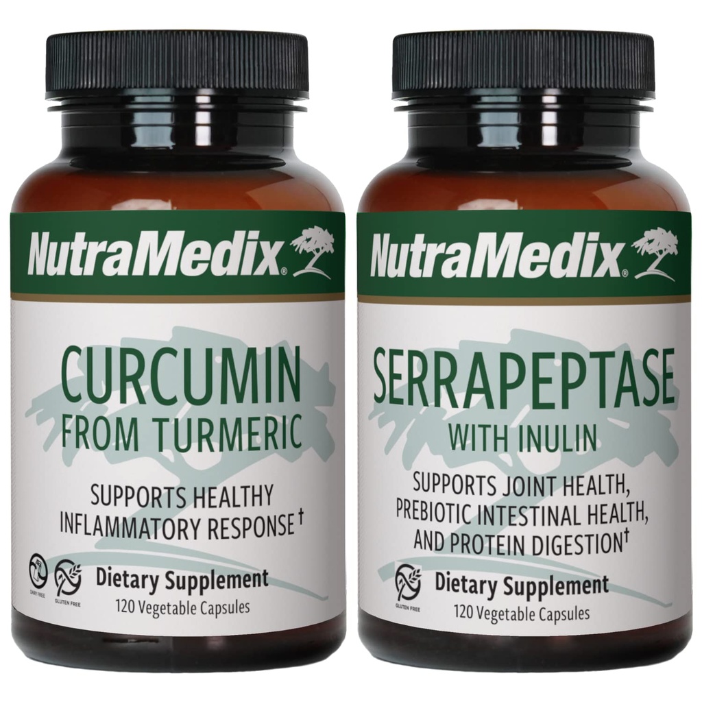 NutraMedix联合支持套装 - 包括来自Turmeric和Serrapeptase酶的曲霉素支持套装 联合支持和健康炎症反应支持套装 - 2-Piece 补充套装