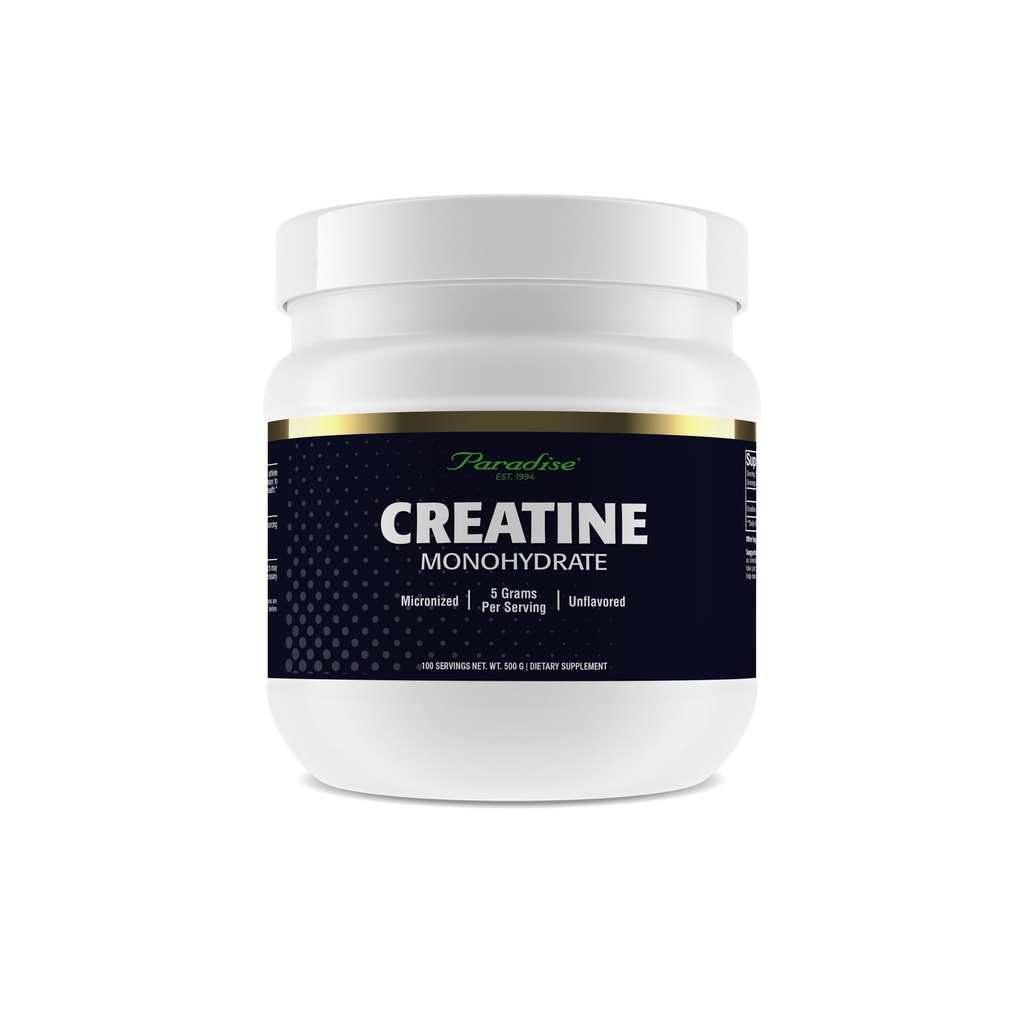 Paradise Creatine Monohydrate Power, 微纳用于增强吸收, 支持肌肉建筑和运动性能, 500g, 100 服务