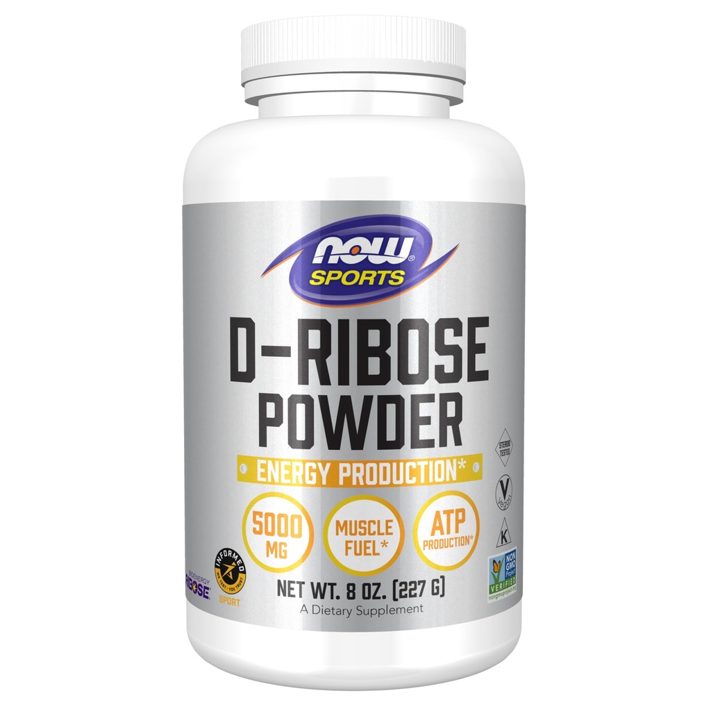 Now Foods Sports 营养,D-Ribose Powder 5000 mg, 认证的非GMO, 能源生产*, 8 Ounce