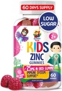 儿童用锌(Zinc Gummys for Kids) - 儿童免疫支持的可口锌(Chewwable Zinc Gummy)补充剂 - 低糖 天然抗氧化剂 非GMO 维生素(Toddlers & Teens)的可口食品 - 60 Gummys
