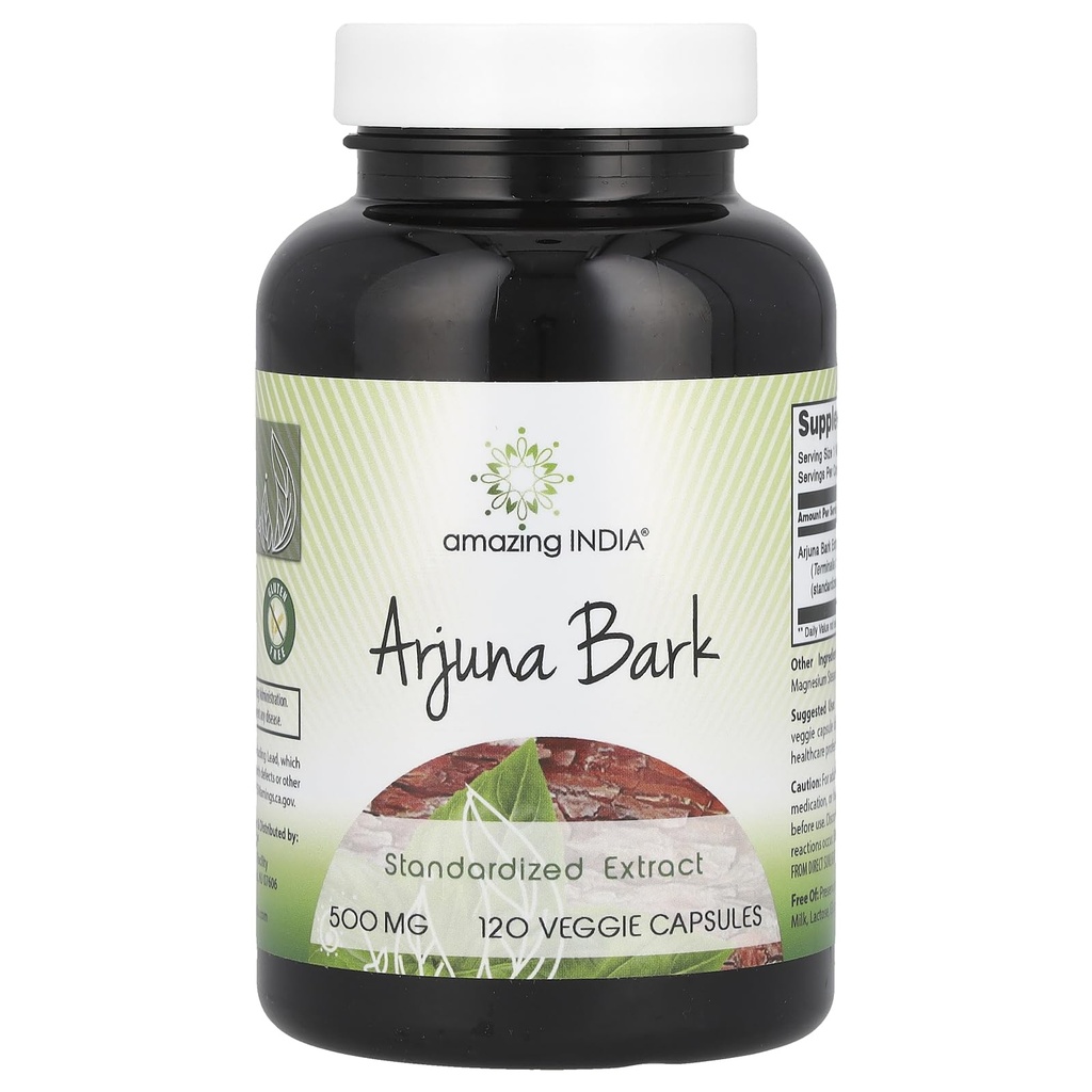 (原始内容存档于2018-09-21) (英语). Amazing India Arjuna Bark Excret Supplement + 500 Mg + 120 Veggie Capsules → Non-GMO → Gluten Free → 制造于美国.