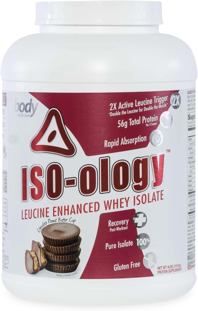 体营养 ISO-Ology,Leucine-Enhanced Whei 隔离蛋白粉,工作后恢复补充,隔离草药Whey,巧克力花生酱杯Flavor,4lb
