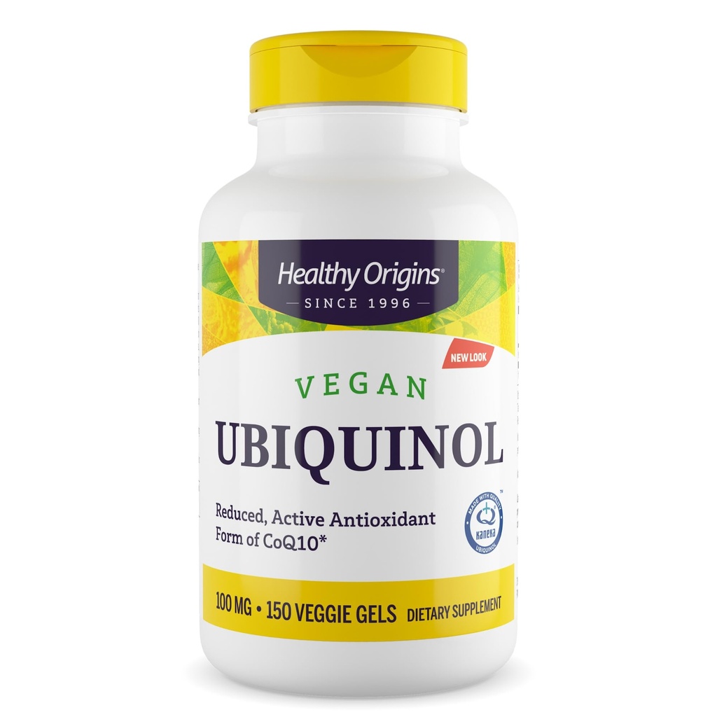 健康原产地 Vegan Ubiquinol(CoQ10的积极形式),100 mg - Kaneka Ubiquinol 心脏健康和抗氧化剂支持补充剂 - Gluten-Free & Non-GMO 补充剂 - 150 Veggie Gels