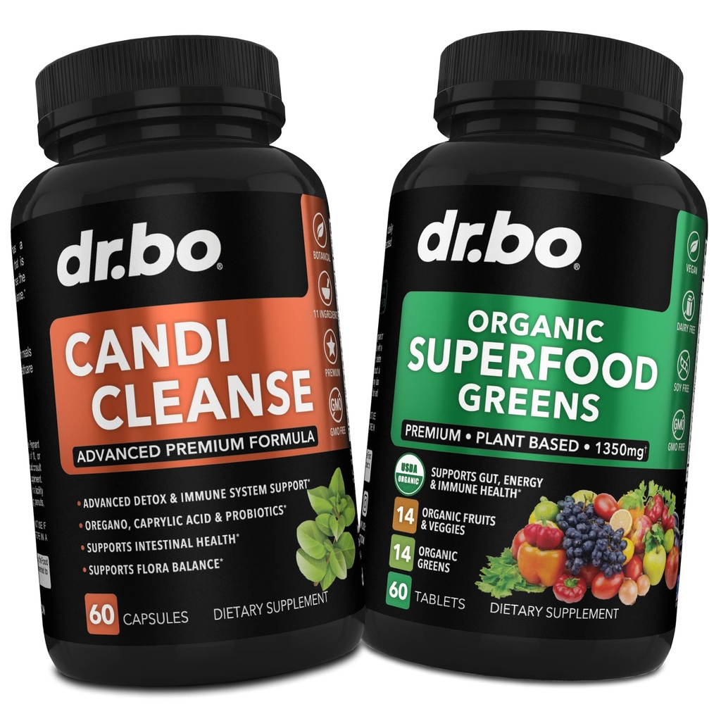 Candi Cleanse & Organo Superfood Greens & Fruits 补充品 - Oregano 平衡控制支持补充品 Cleanser - 每日能源 Super Foods and Vegies 补充品片+蔬菜食品